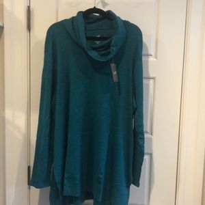 J Jill turtle cowl neck. Ocean blue. 2x. NWT. 100%cotton